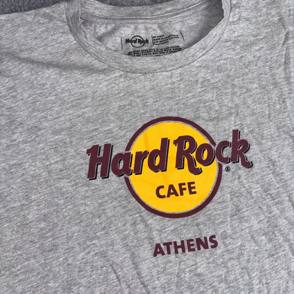 Hard Rock Cafe Athens T Shirt Mens XXL Gray Short Sleeve Graphic NWT Souvenir